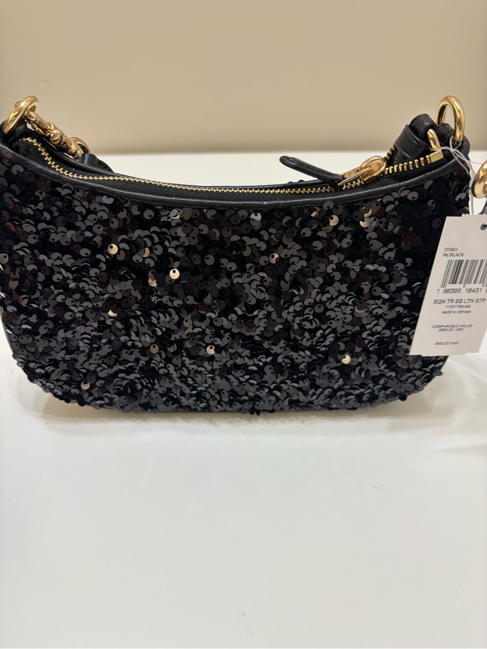 โจ COACH TERI SHOULDER BAG โ BLACK SEQUIN โจ NWT - Picture 5 of 10